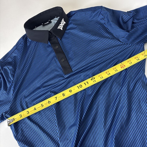 PXG Mens Small Blue/Black Performance Stretch Polo Shirt striped short sleeve - Picture 6 of 11